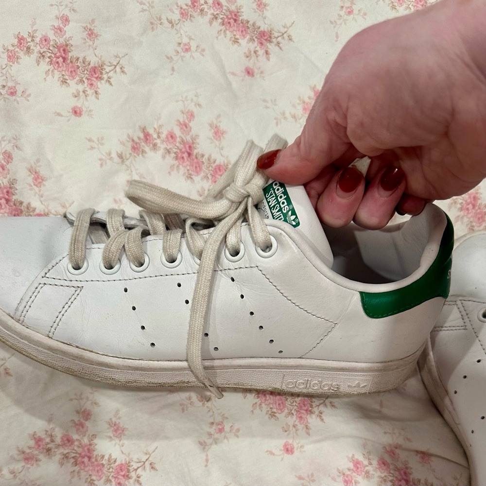Adidas Stan Smith Women's White Sneakers with Green Trim size 7 - Picture 5 of 6